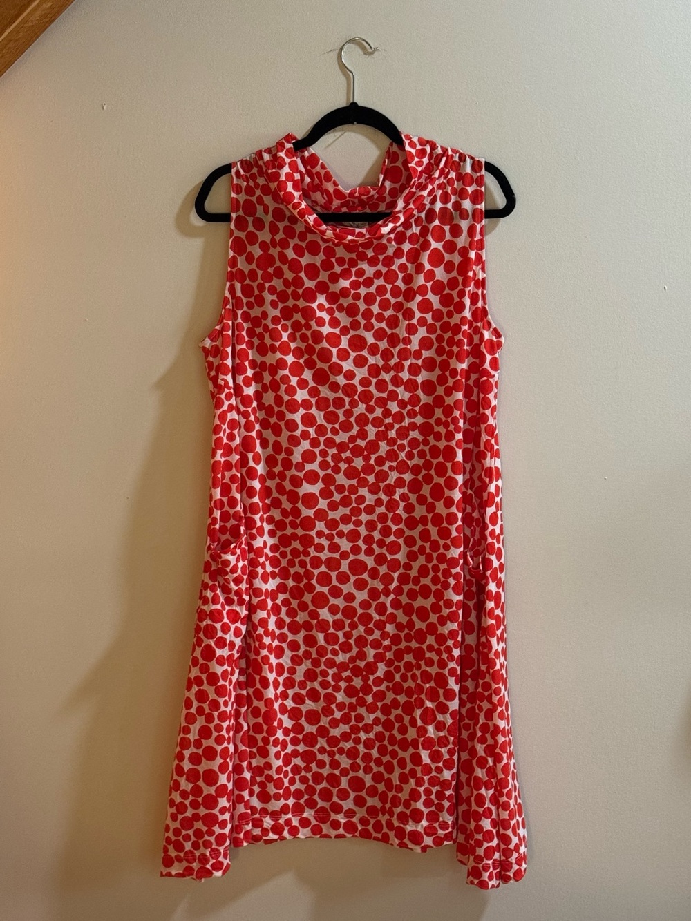 Chalet et Ceci Red White Polka Dot Swing Tunic Dress L Made in USA